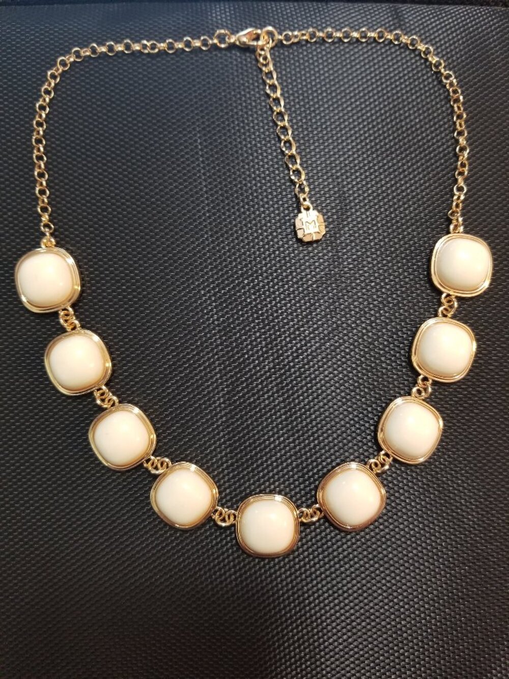 The M Jewelers White Enamel Gold Necklace